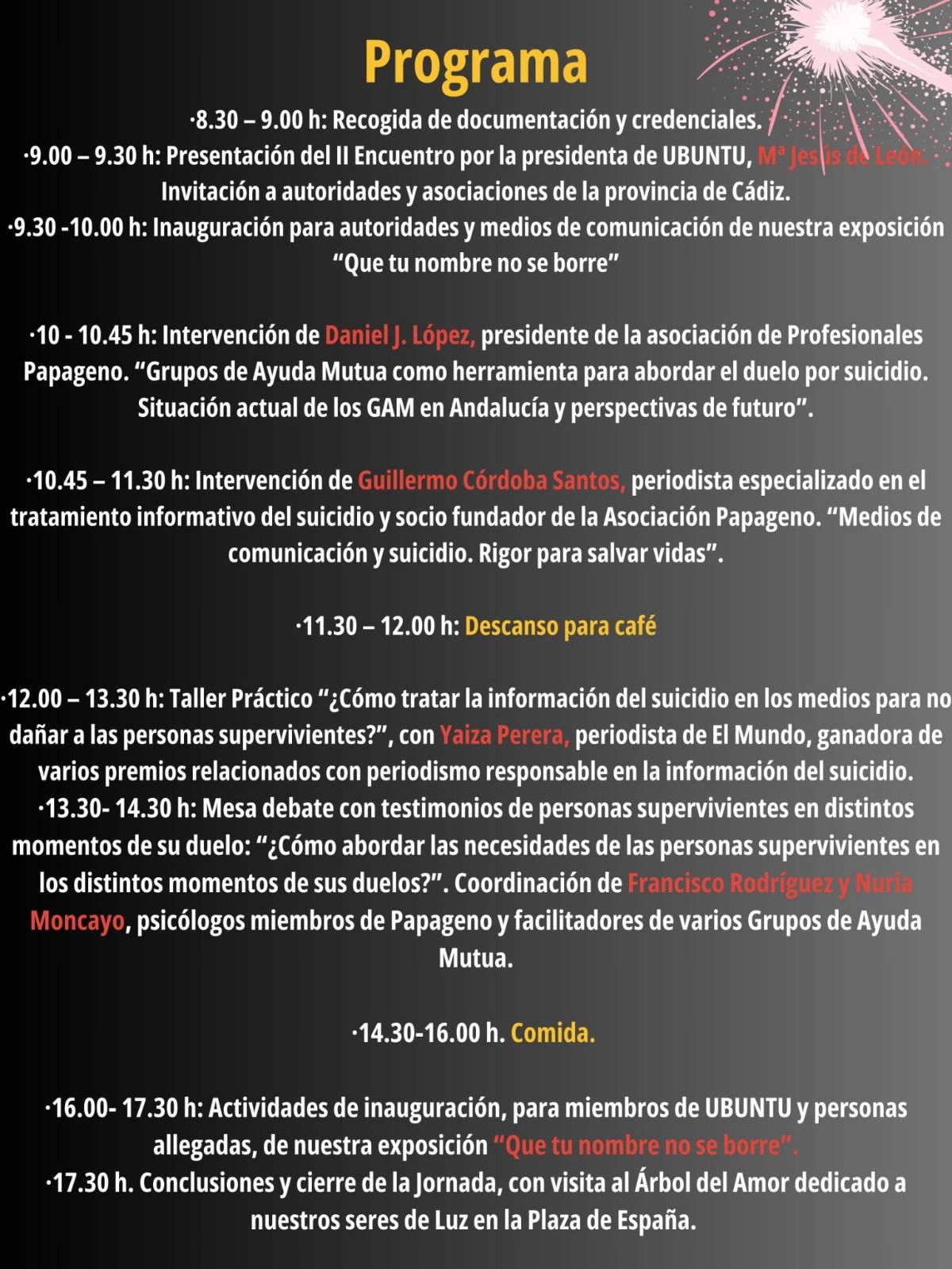 Programa completo de la jornada. 