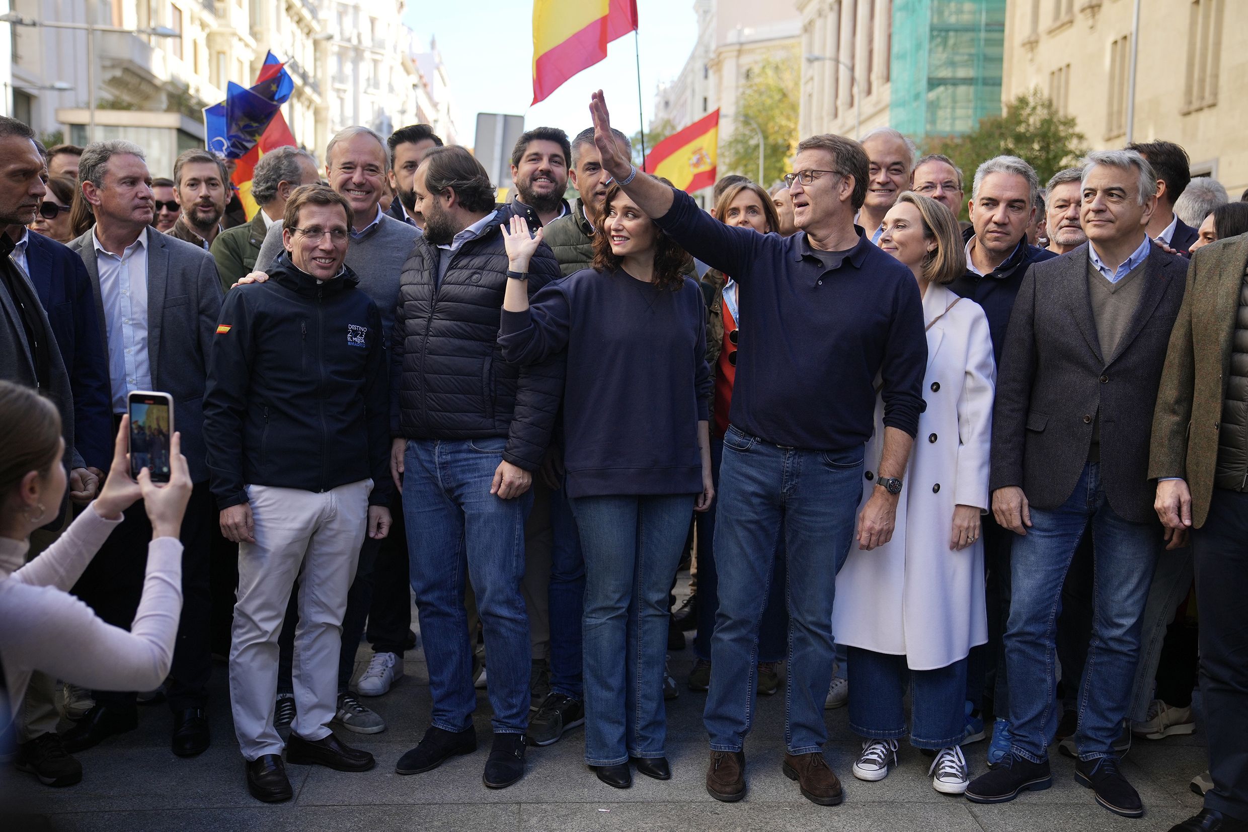 La dirección del Partido Popular en la última manifestación.