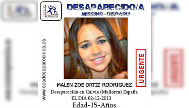 Cartel de búsqueda de Malén Ortiz.