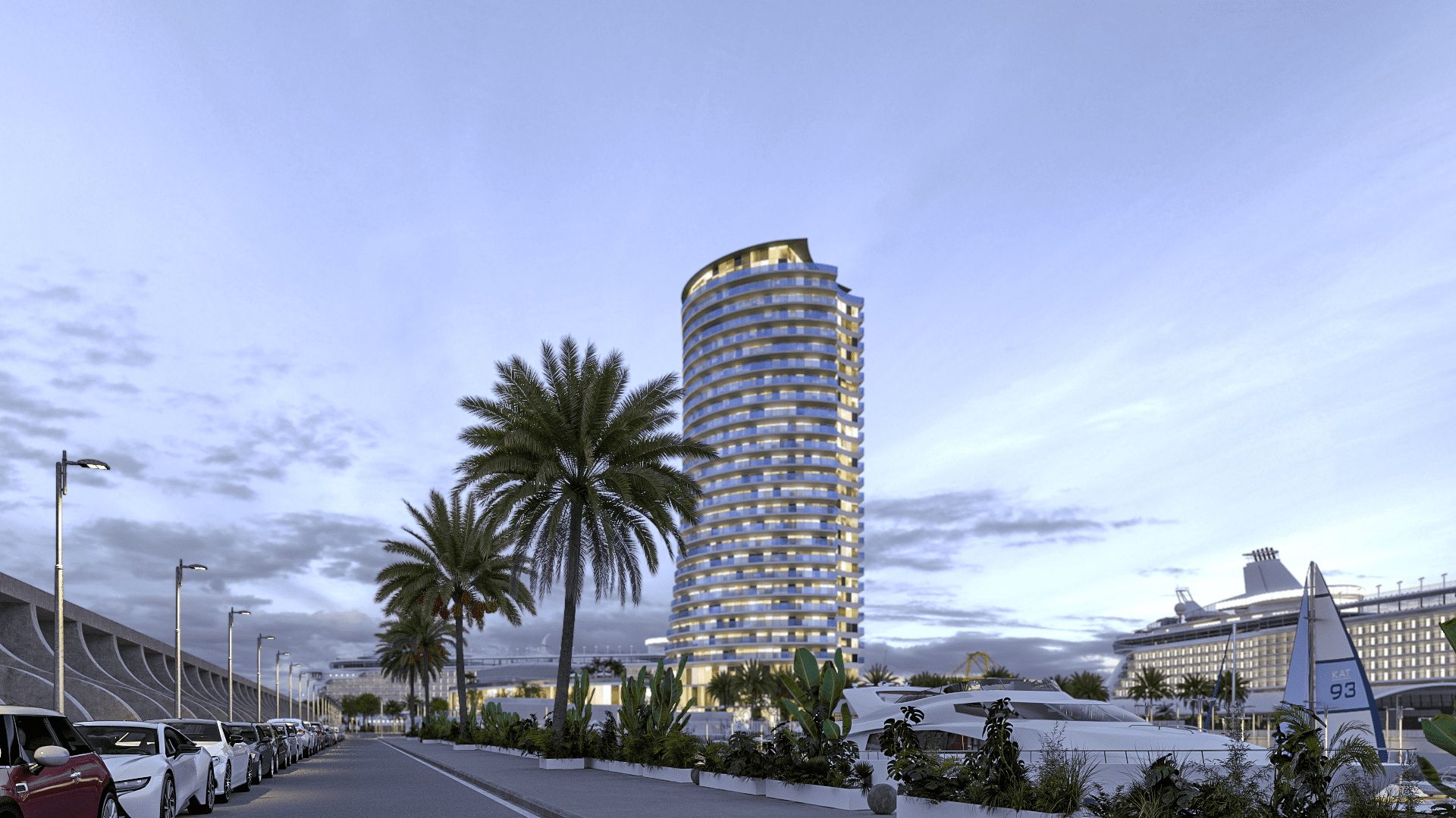 Proyección virtual del Hotel Torre del Puerto.