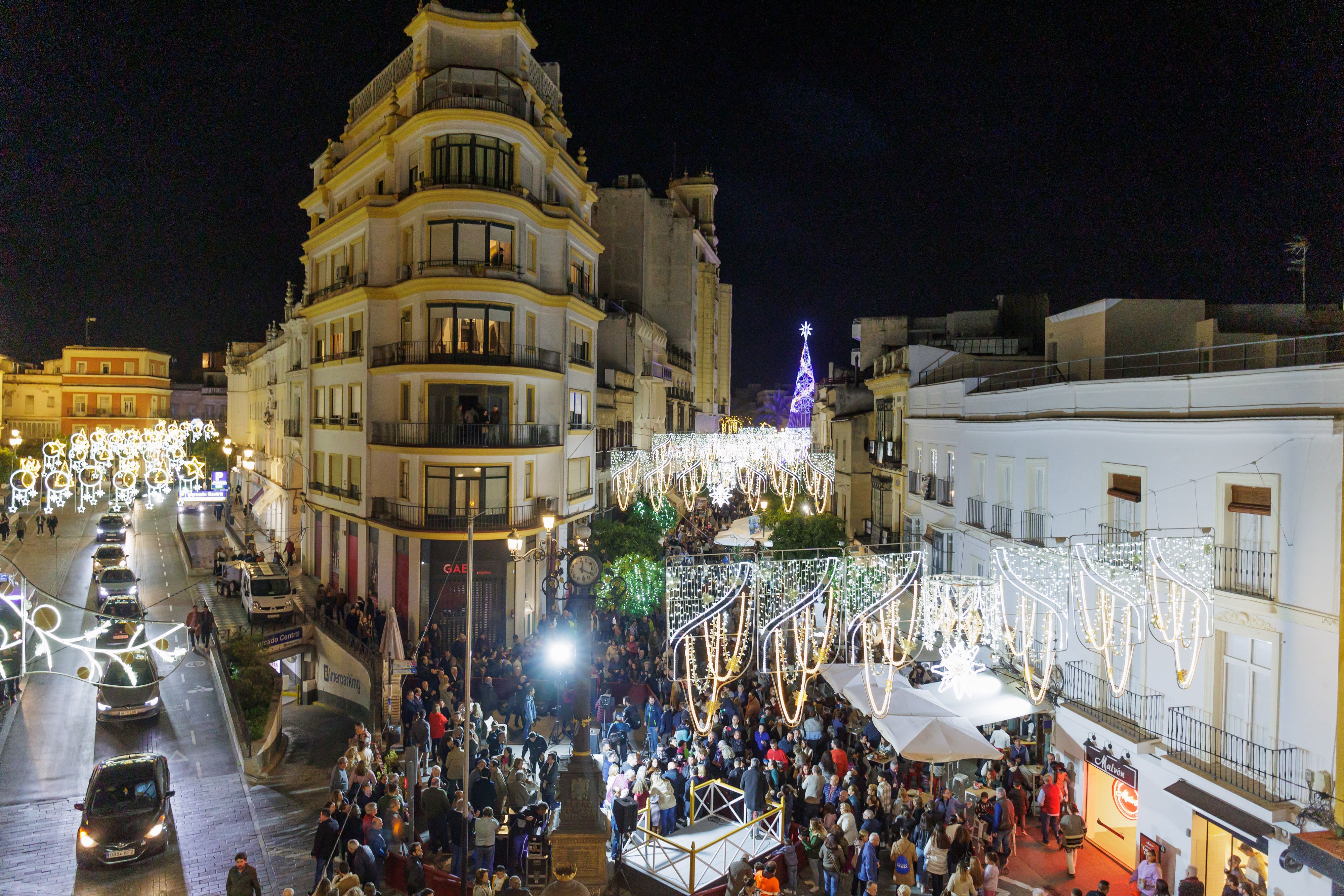 Encendido del alumbrado de Navidad en Jerez, en 2024.