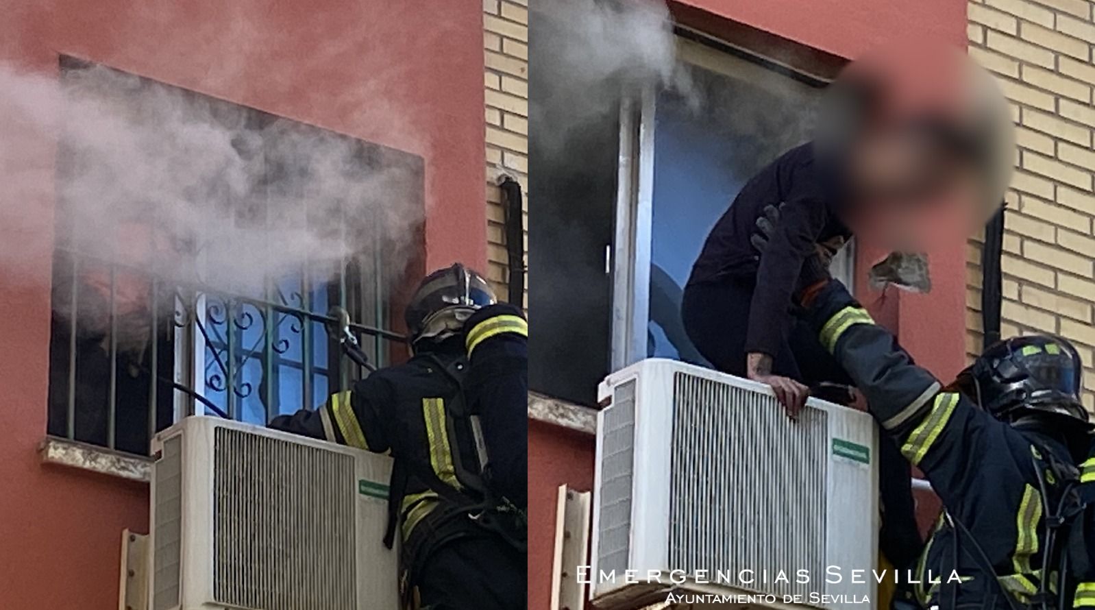 El rescate de un joven atrapado en un incendio en Sevilla.