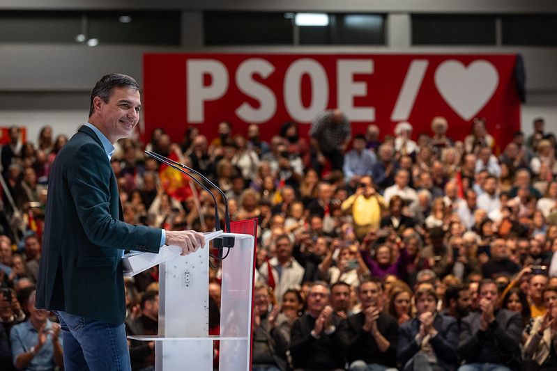 Pedro Sánchez, en el mitin del PSOE.
