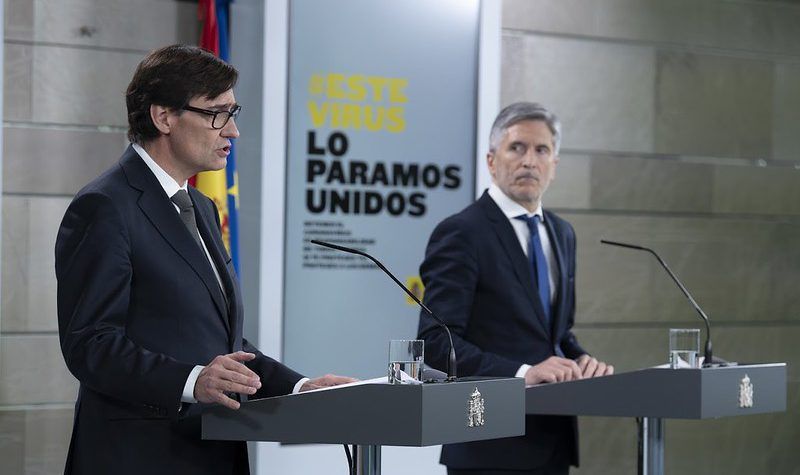 Illa y Marlaska,en una rueda de prensa durante la pandemia.