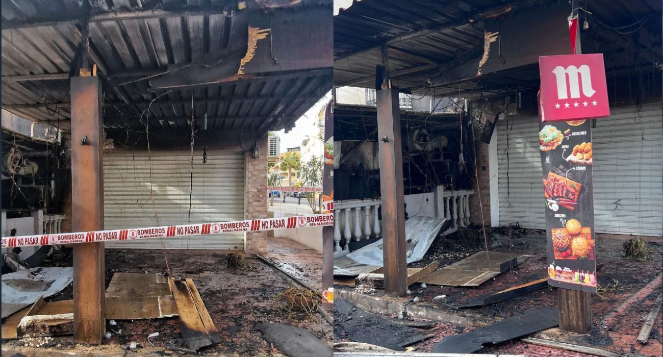 Los estragos del fuego en uno de los dos restaurantes. Los estragos del fuego en uno de los dos restaurantes.