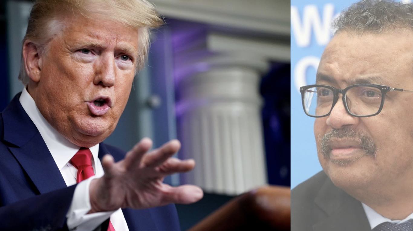 Trump y el director general de la OMS, Tedros Adhanom Ghebreyesus.