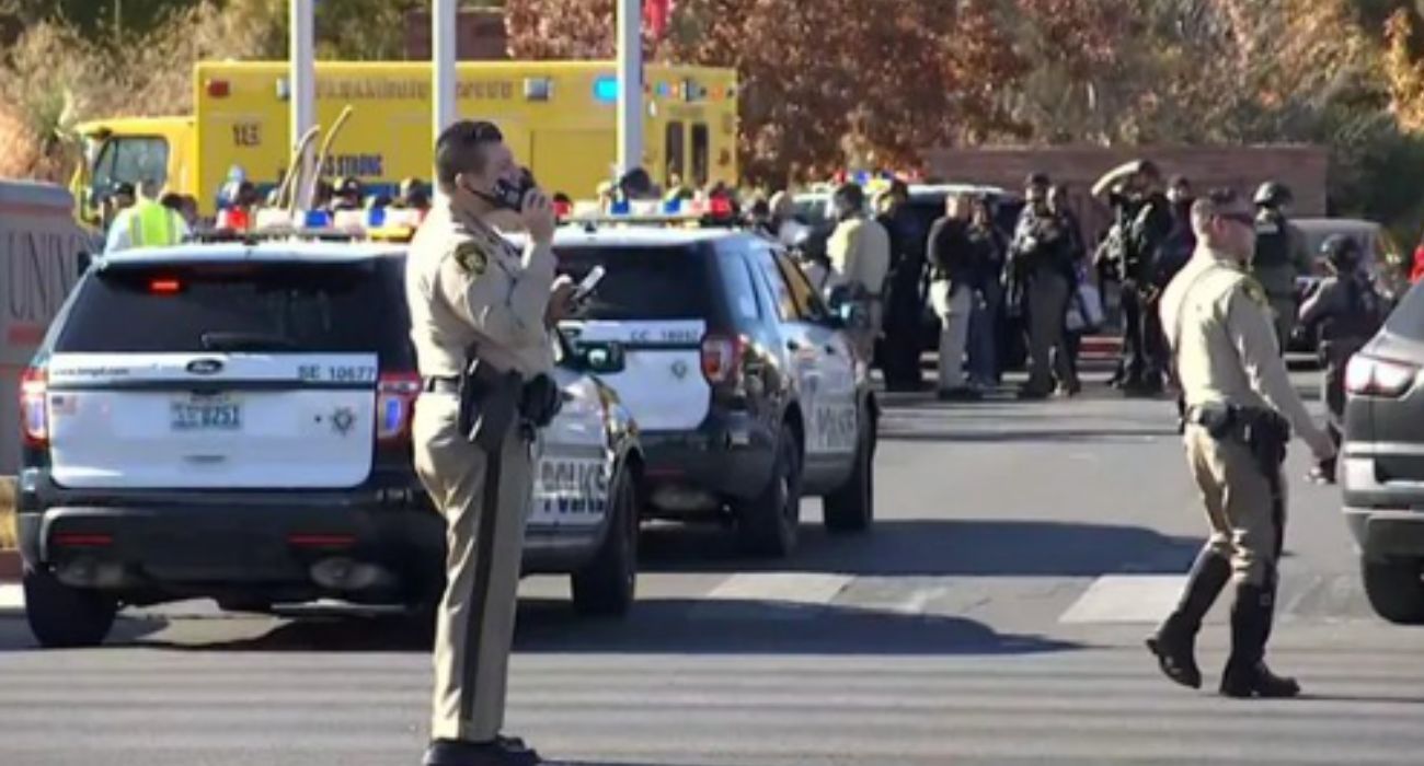 Dispositivo policial tras el tiroteo en la Universidad de Nevada.