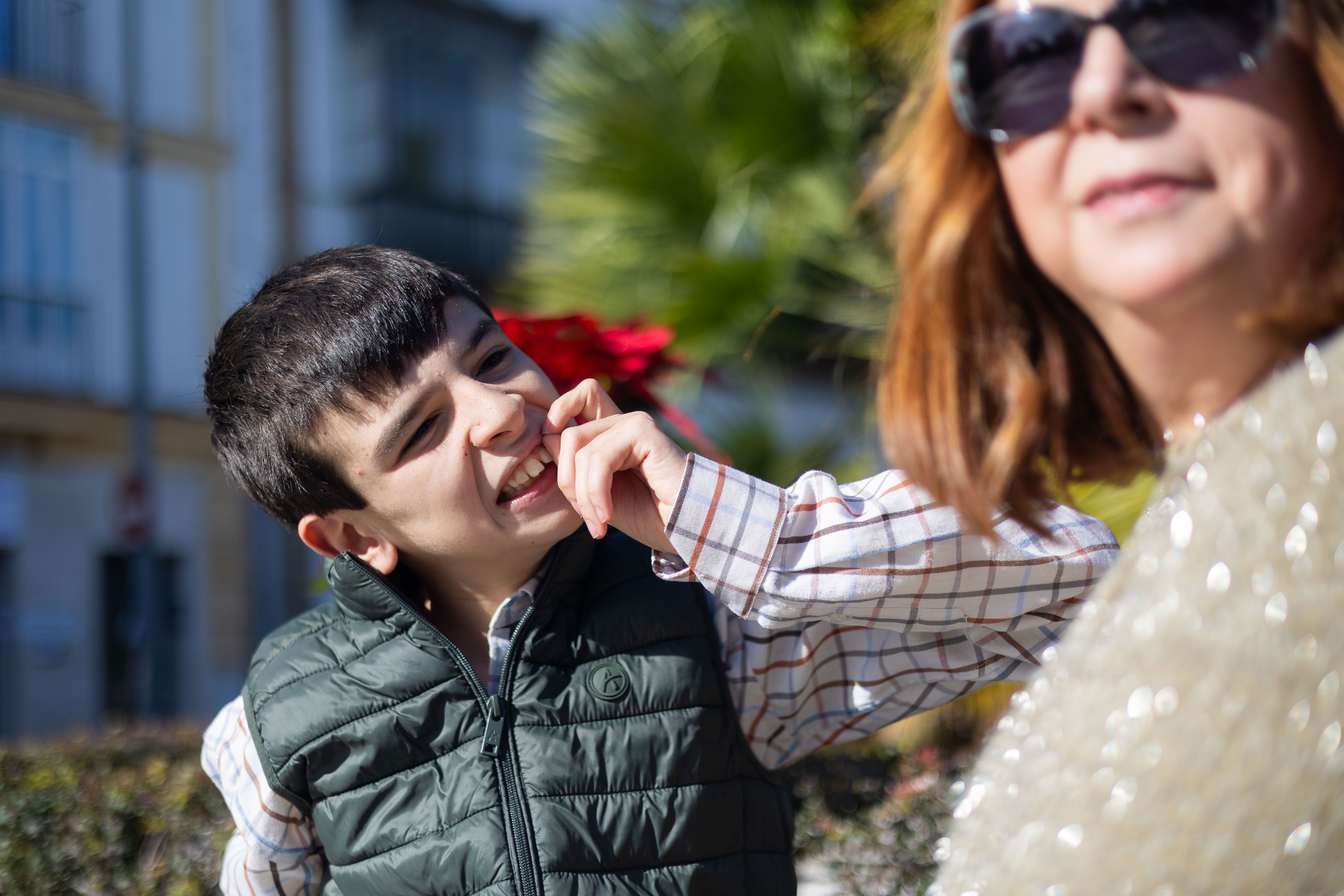 María Jesús Ruiban y Mateo, su hijo, después de la charla. 