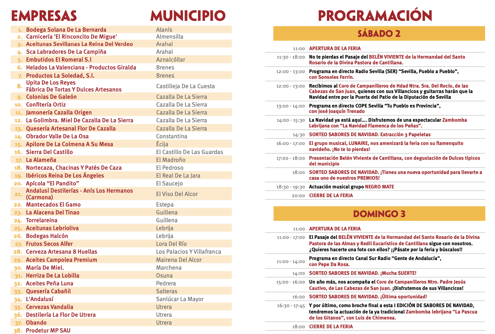 Programa y expositores de la feria.