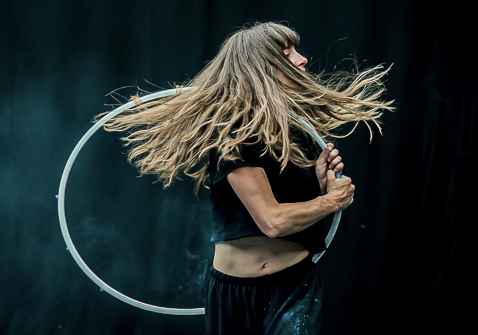 Un instante del espectáculo de Proyecto Tránsito y su creación 361 grados.