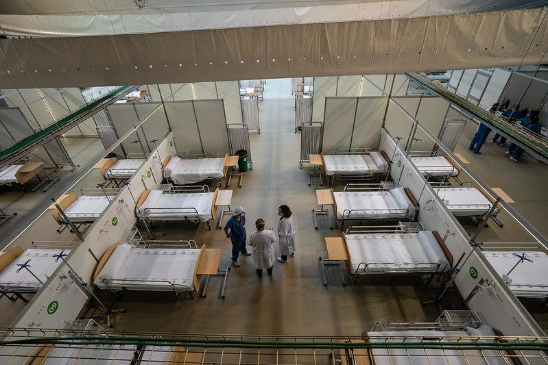 Un hospital de campaña montado en Andalucía en abril.