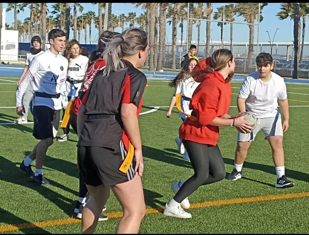 Estudiantes de secundaria durante el torneo de rugby.