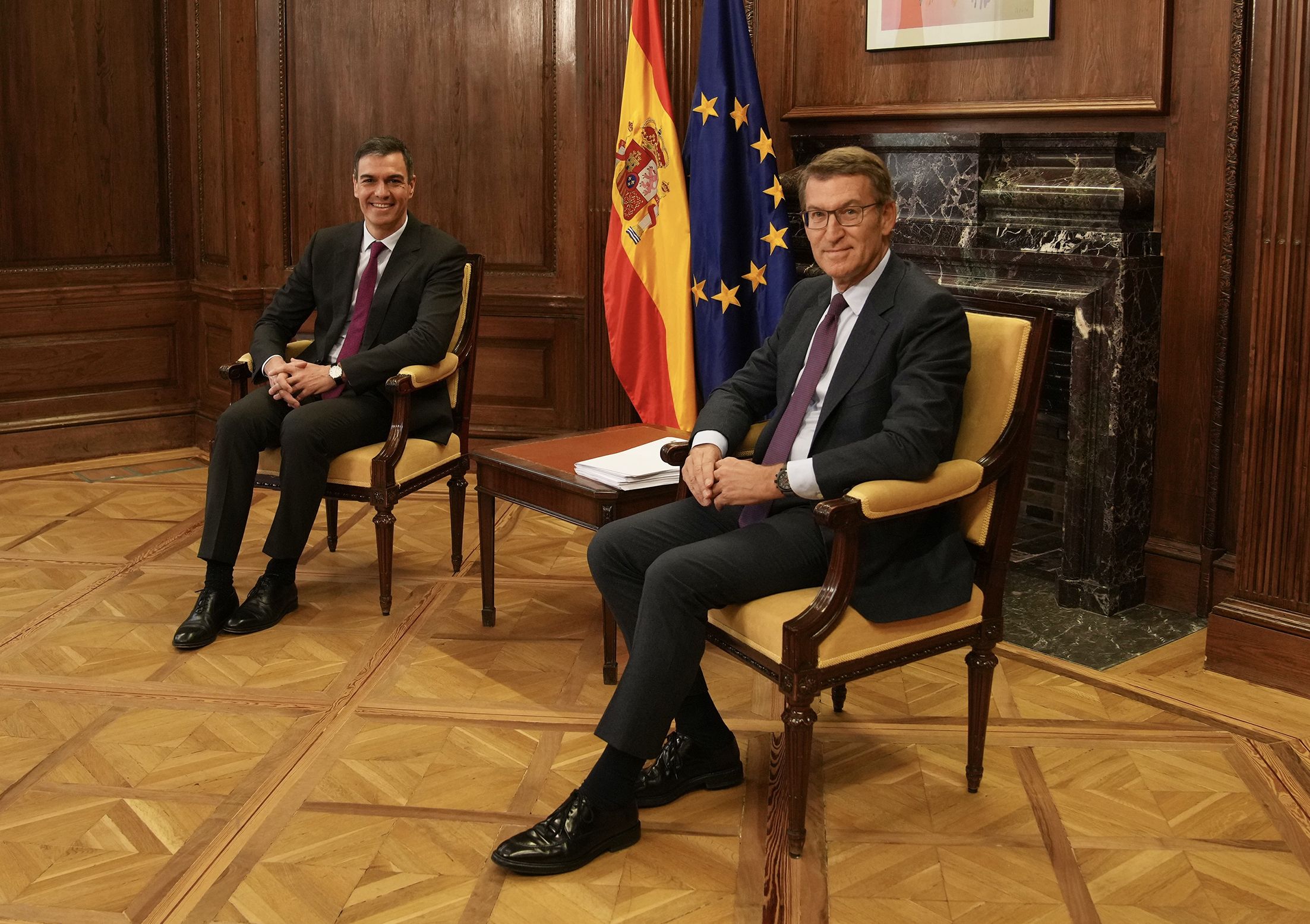 Feijóo y Sánchez en la reunión de este viernes.