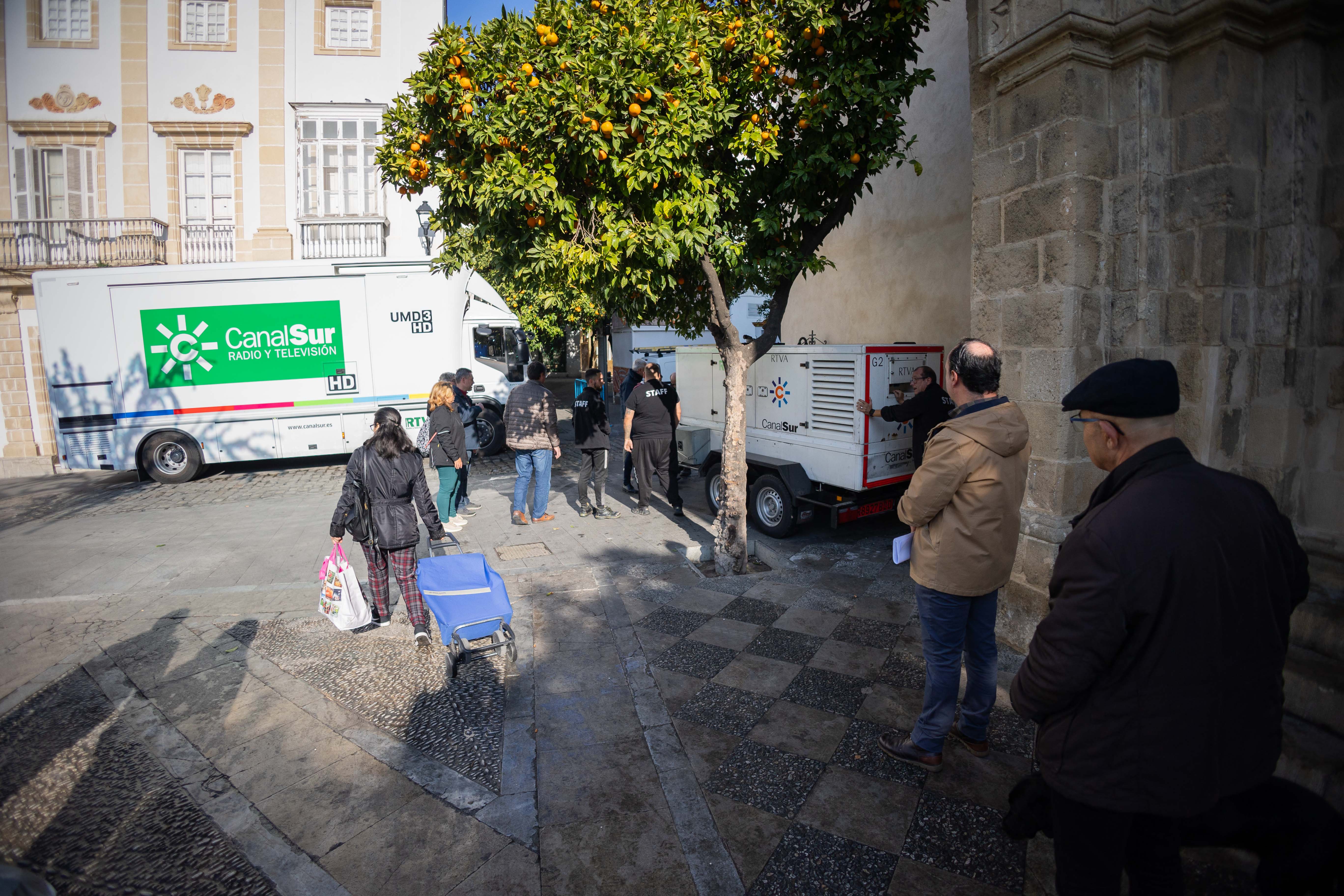 Un equipo de Canal Sur, preparando las campanadas celebradas en Jerez. Un equipo de Canal Sur, preparando las campanadas celebradas en Jerez.