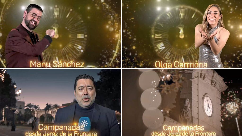 Los presentadores de las campanadas en Jerez, en una imagen de Canal Sur.