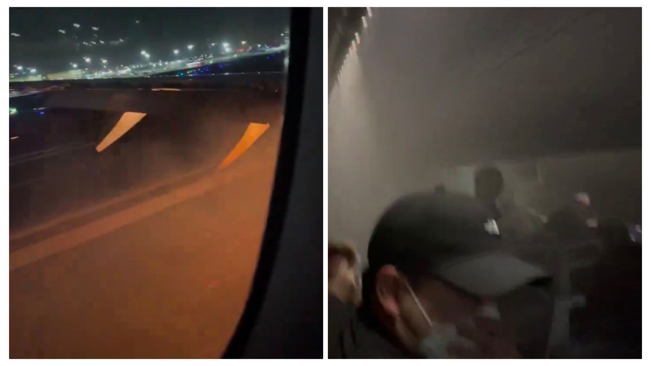 Capturas de imágenes grabadas desde dentro del avión por uno de los pasajeros.