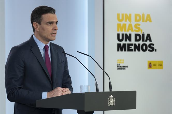 Pedro Sánchez, durante el anuncio de las fases de desescalada. FOTO: MONCLOA