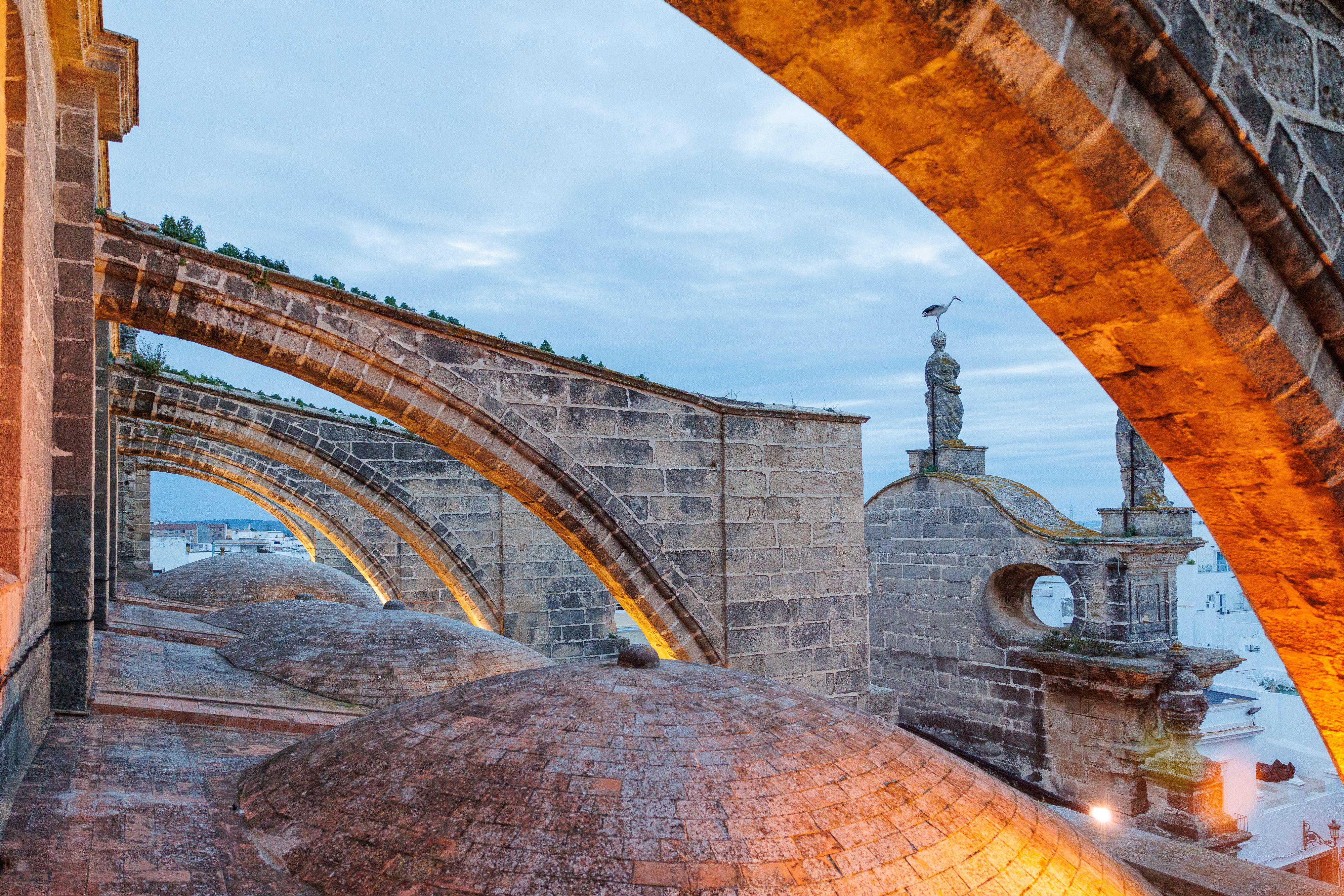 Vista del techo de la Iglesia Mayor desde el habitáculo donde está el reloj.