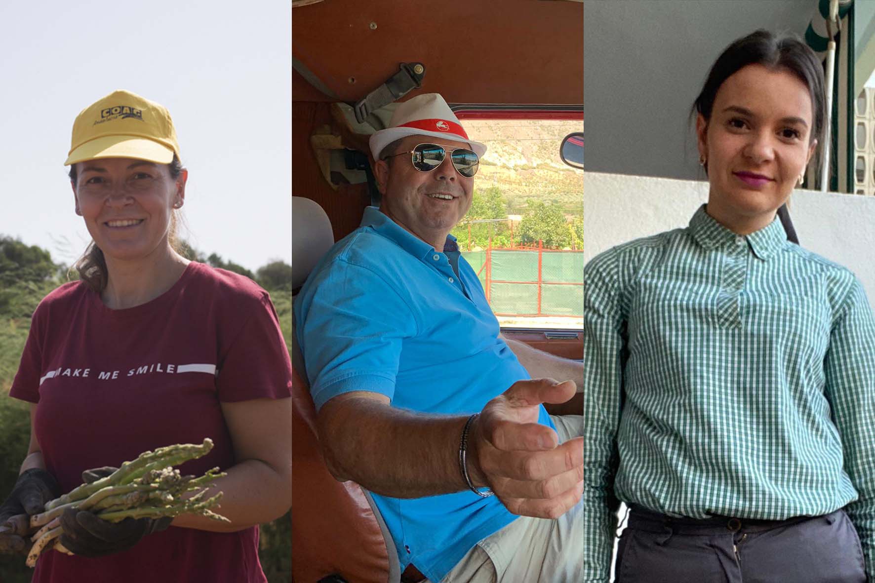 Eva Lebrón, agricultora; José Reyes, transportista; y Sandra Lebrón, cajera de supermercado.