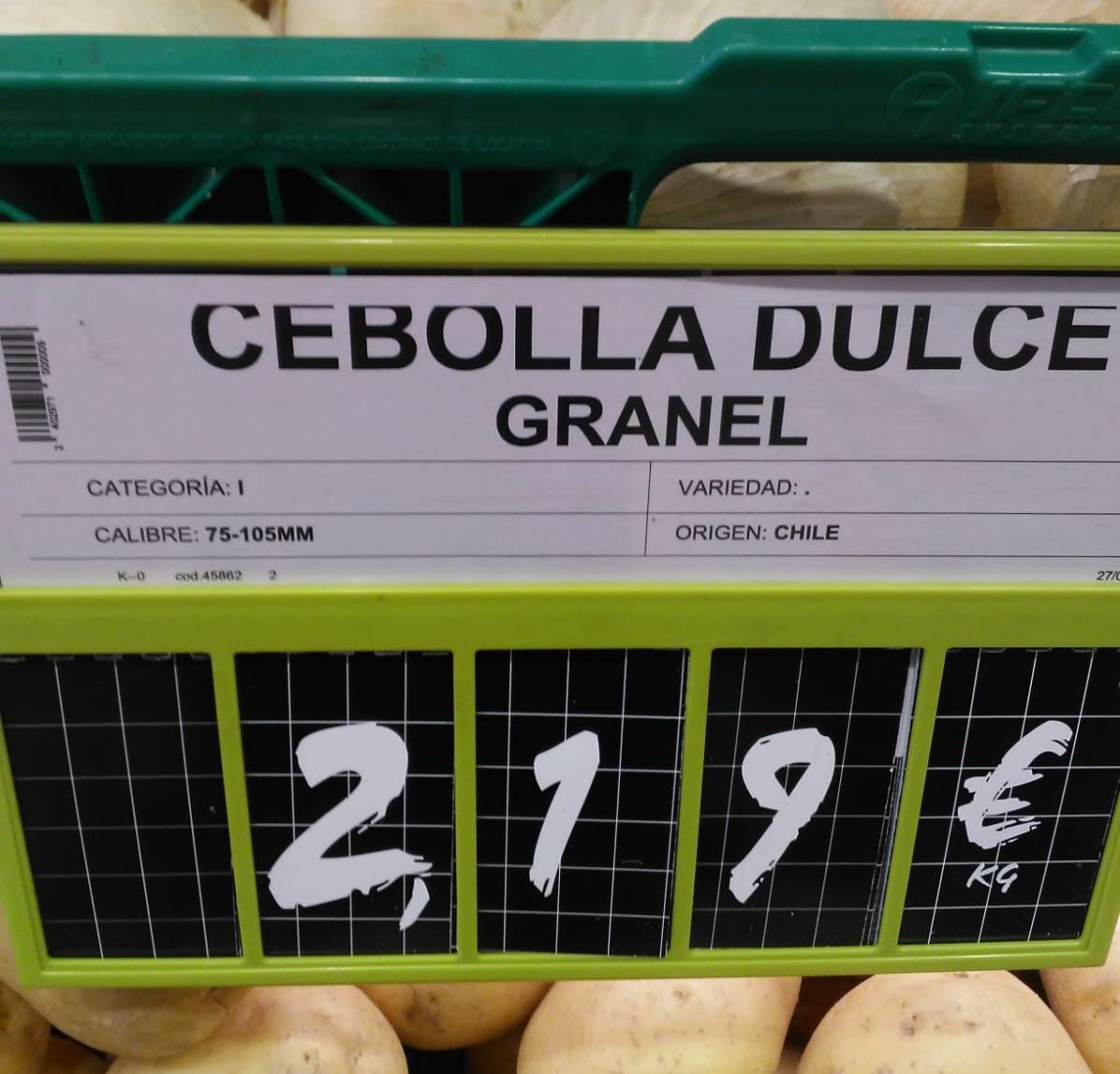 Cebolla procedente de Chile, en un supermercado.