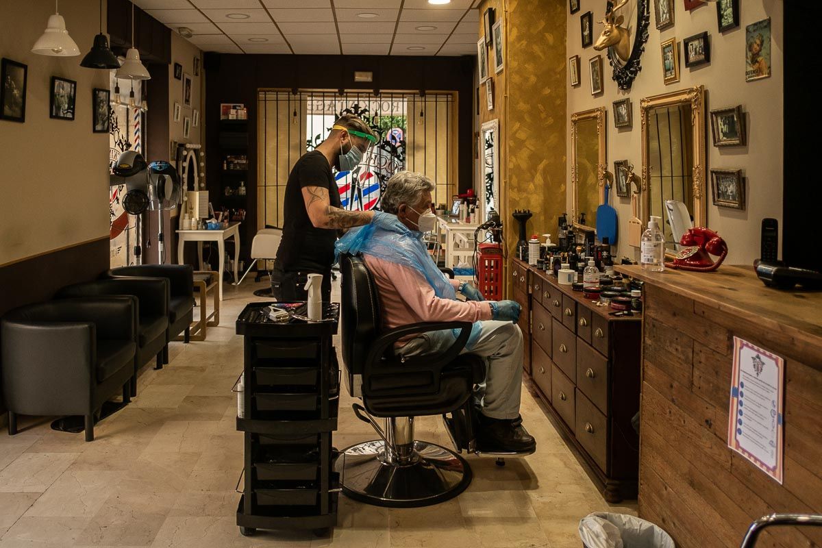 Una peluquería en Jerez, durante la pandemia.