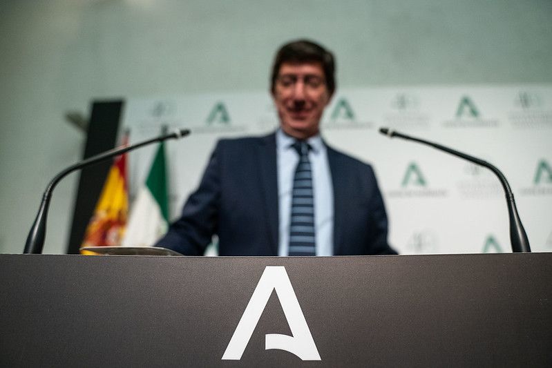 Juan Marín, vicepresidente andaluz, en una comparecencia de prensa. 