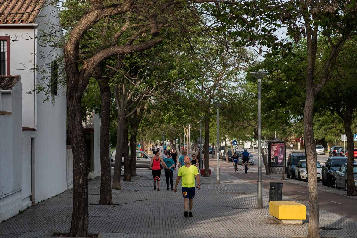Personas, haciendo deporte por la avenida Juan Carlos I de Jerez, más conocida como 'del colesterol'. FOTO: MANU GARCÍA