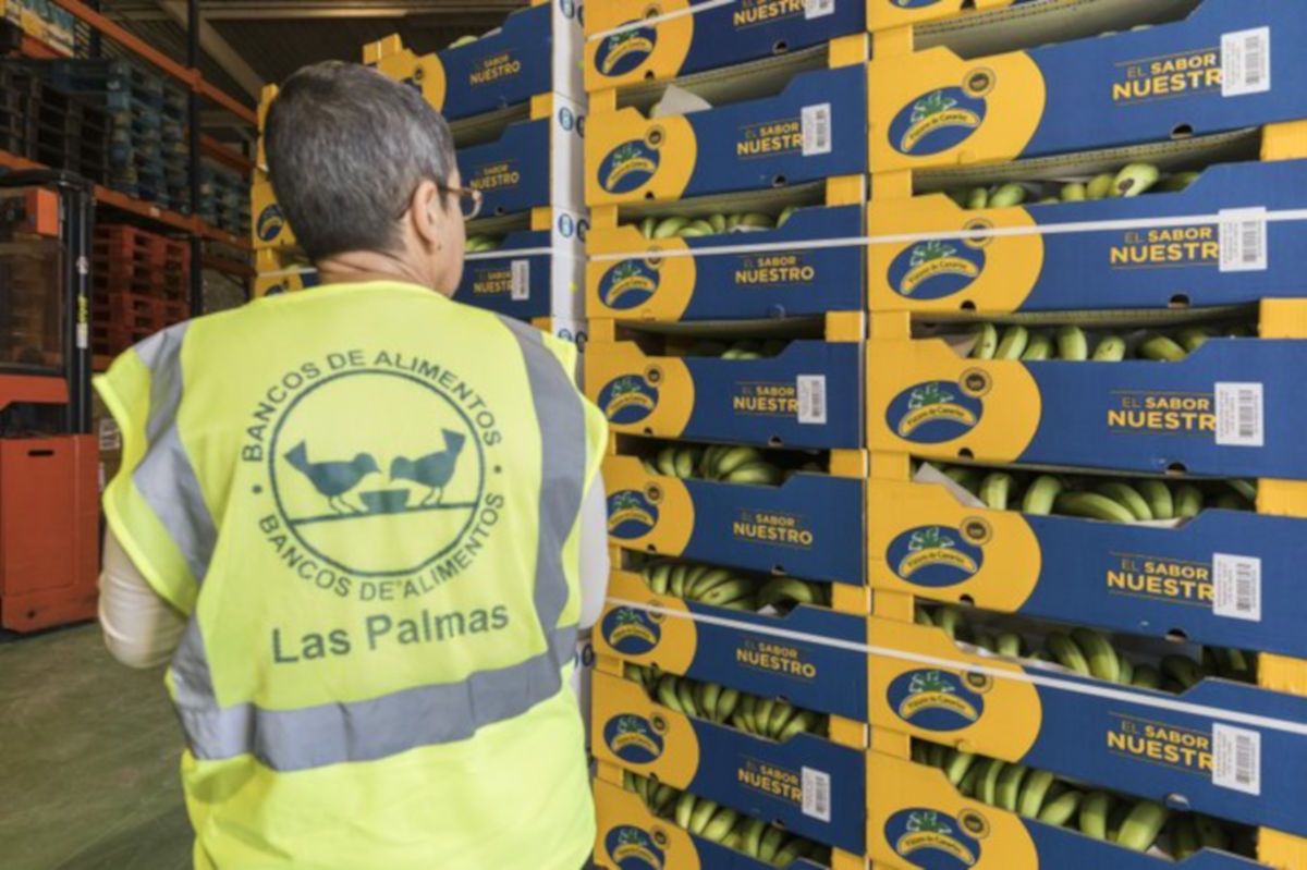 Una imagen de una donación al Banco de Alimentos. FOTO: Plátano de Canarias