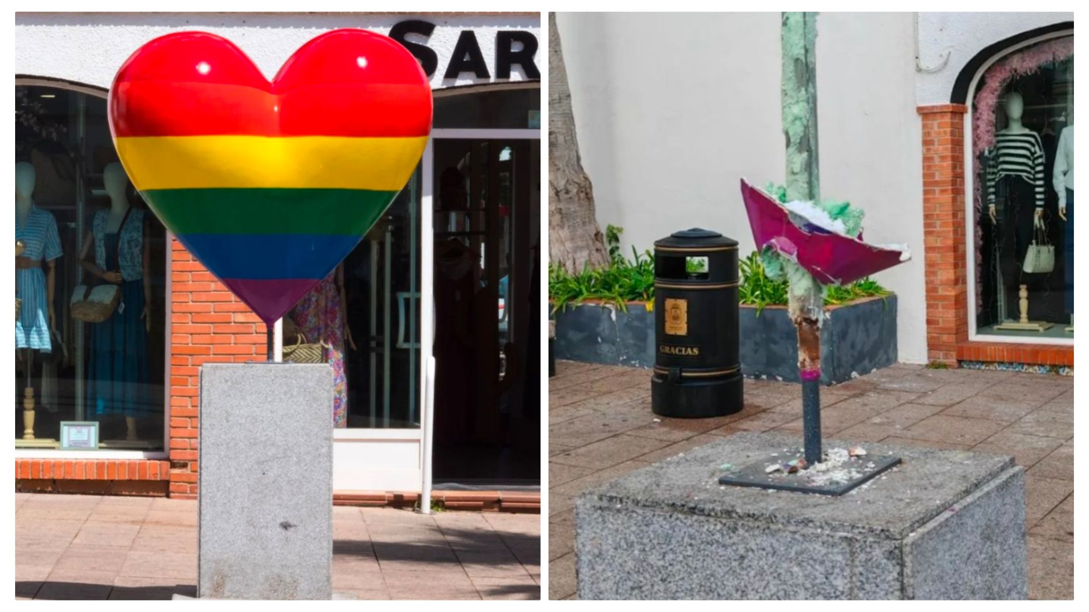 El corazón LGTBI de San Fernando, que ha sido destrozado en dos ocasiones.