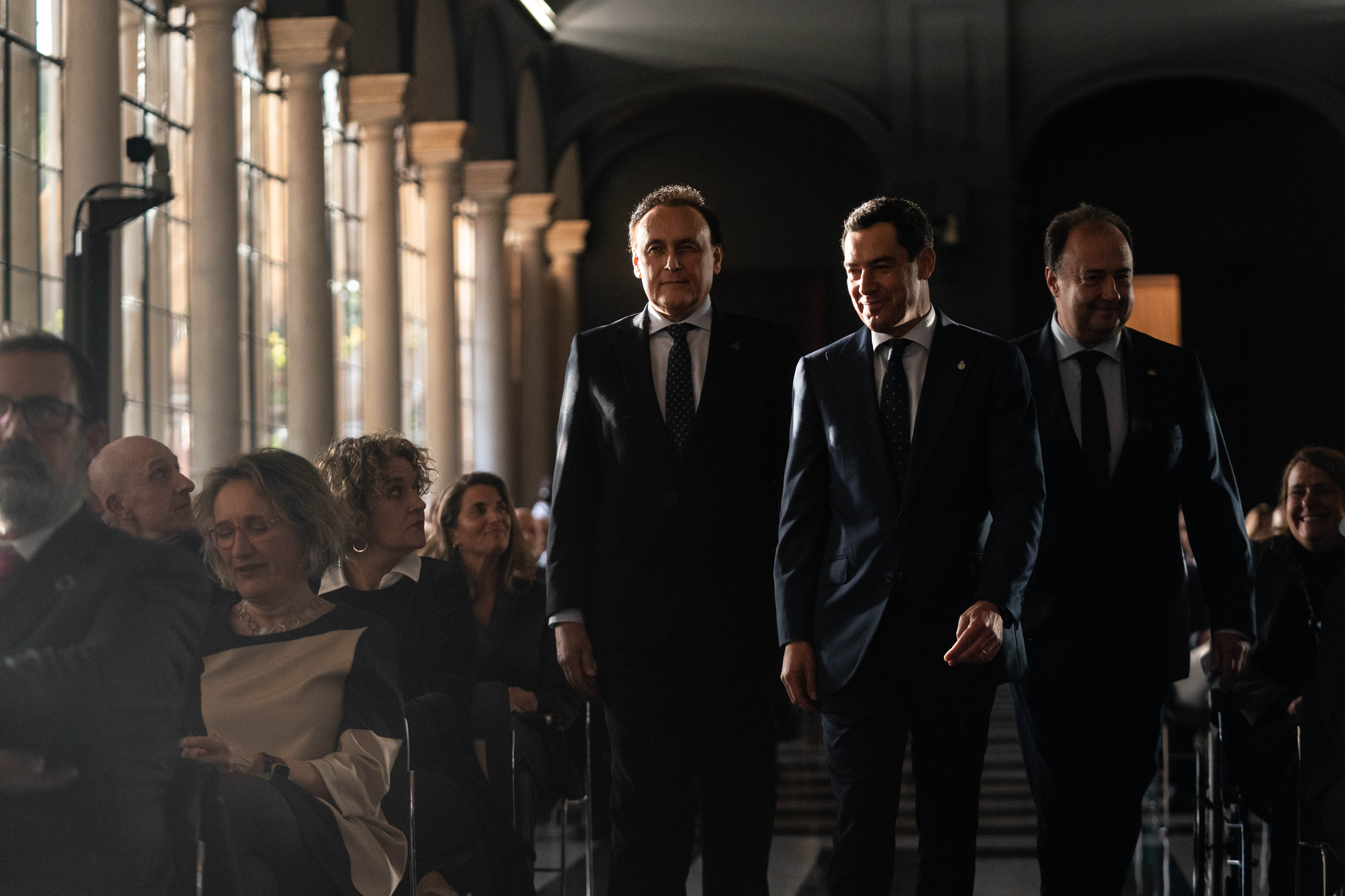Juanma Moreno, presidente de la Junta de Andalucía, en un acto de este miércoles.