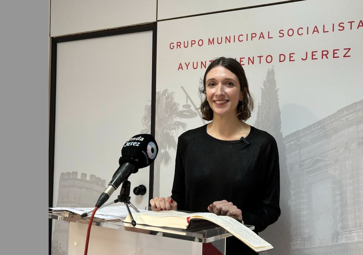 La concejal del PSOE Almudena Navarro durante la presentación. 