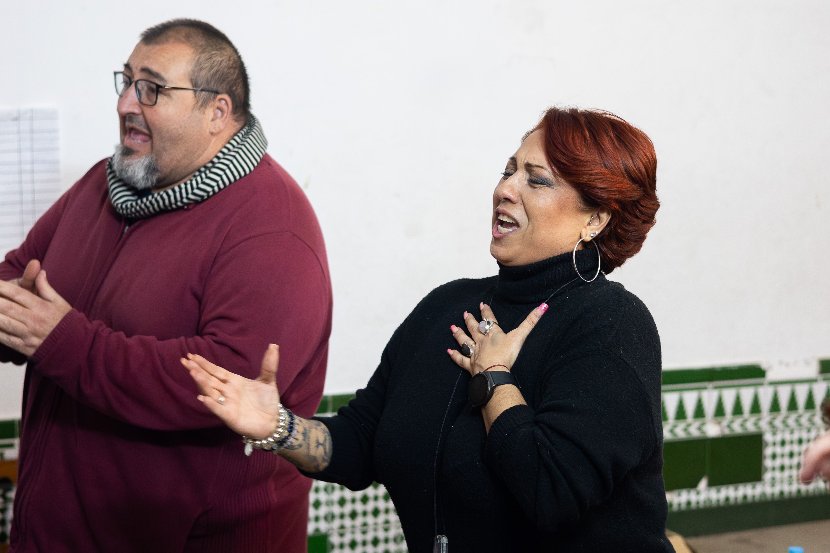 Detalle del ensayo de la agrupación en Jerez.