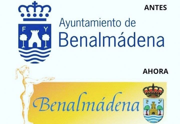 El antes y el después en el logo del Ayuntamiento de Benalmádena.