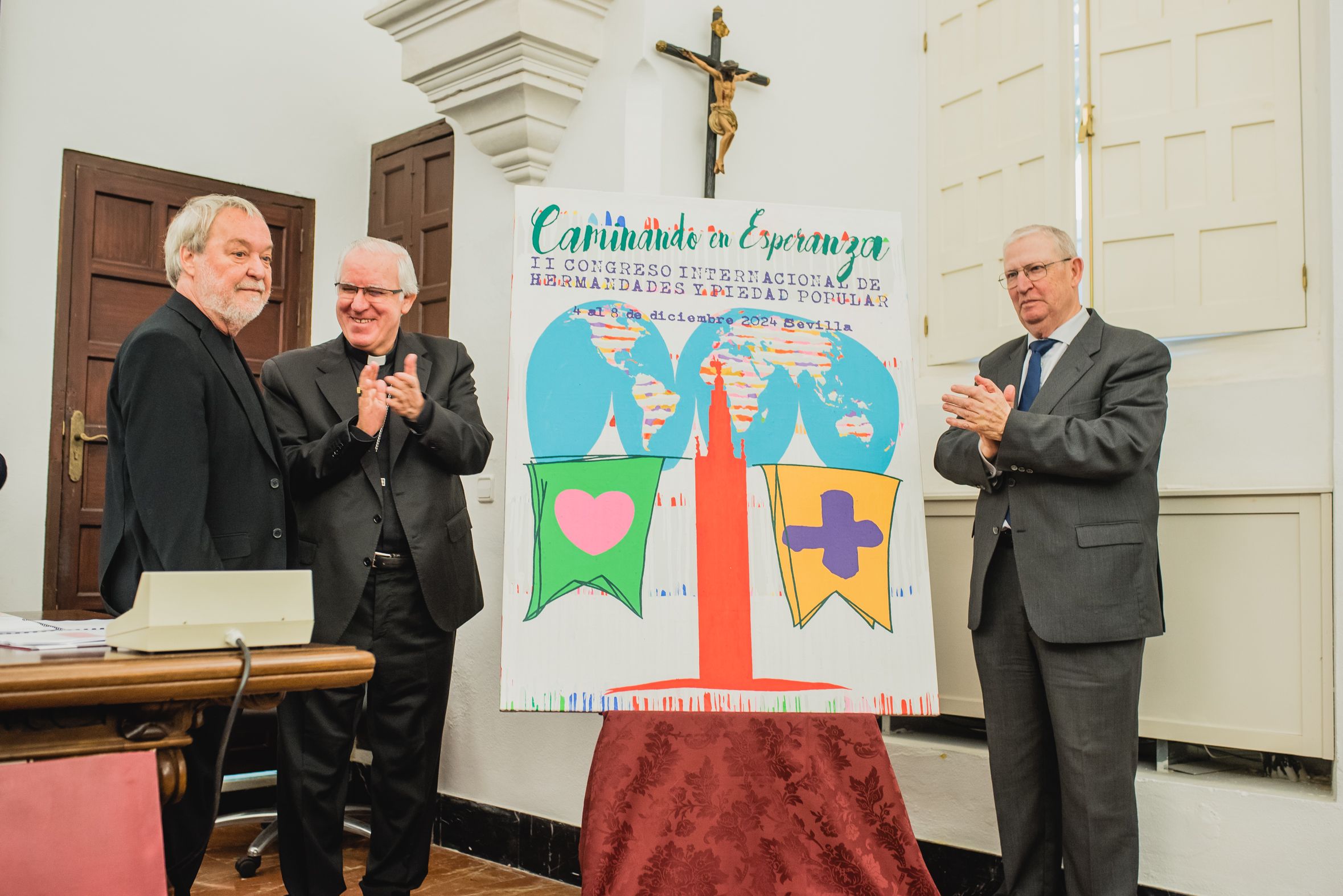El arzobispo y el presidente del Consejo en la presentación del cartel del Congreso de Hermandades.