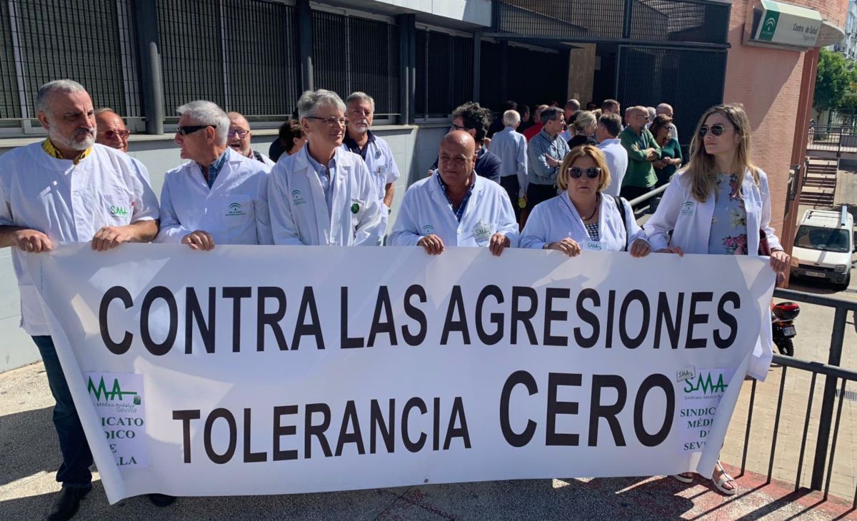 Una concentración contra las agresiones sanitarios del Sindicato Médico, en una imagen de 2019.