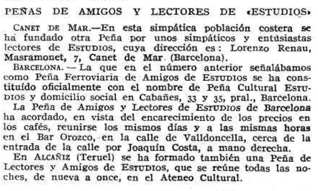 La ola de grupos afines a la revista Estudios no se detiene en tiempos de guerra (número de septiembre de 1936) 