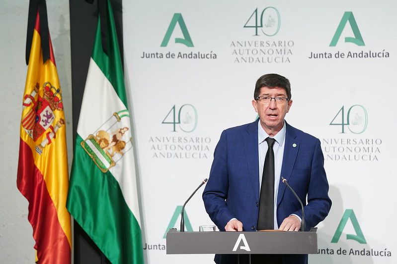 El vicepresidente andaluz, Juan Marín, en rueda de prensa.