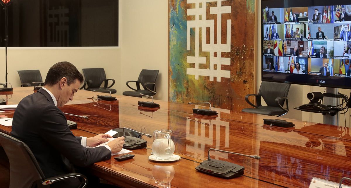 Pedro Sánchez, en la última conferencia con los presidentes autonómicos. FOTO: Moncloa