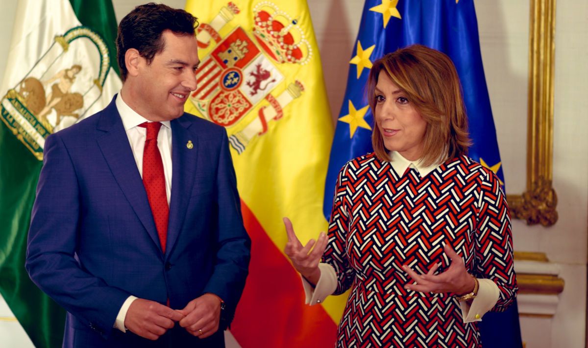 Susana Díaz, con Moreno Bonilla al inicio de la pandemia. FOTO: PSOE