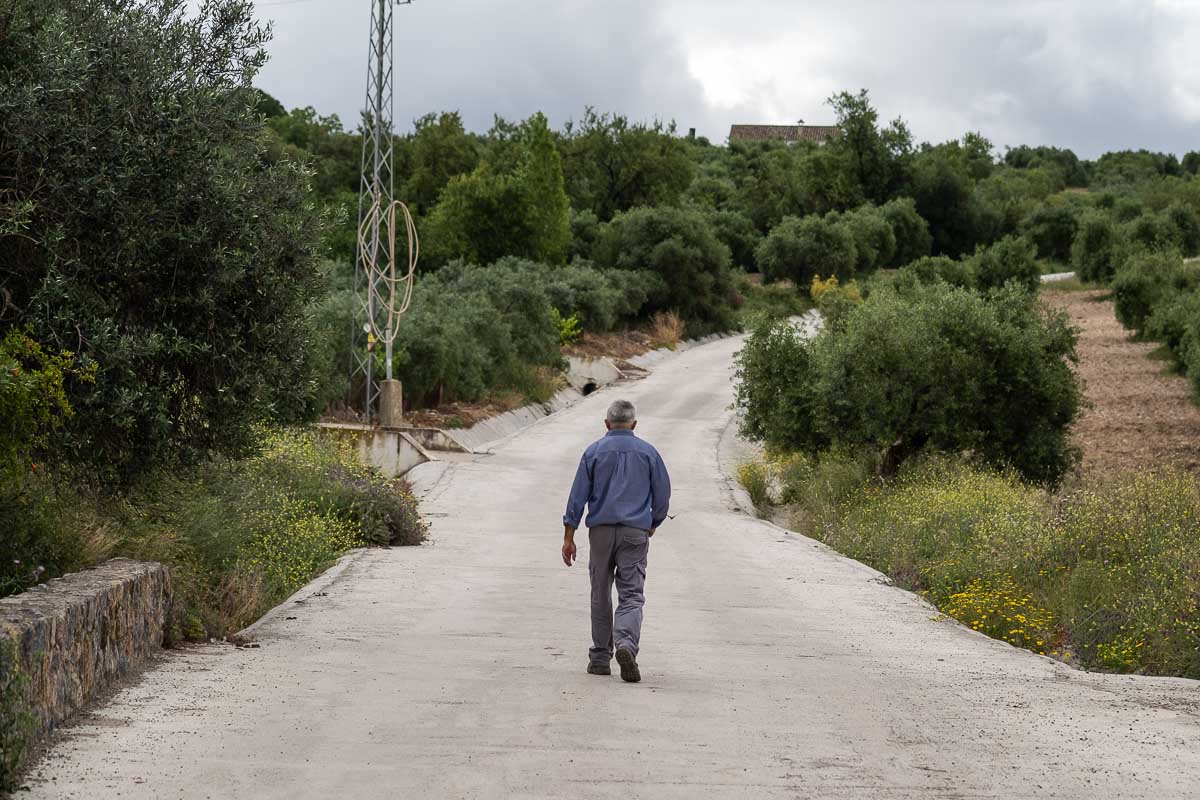 Un hombre camina por un sendero de Puerto Serrano, en días pasados. FOTO: MANU GARCÍA