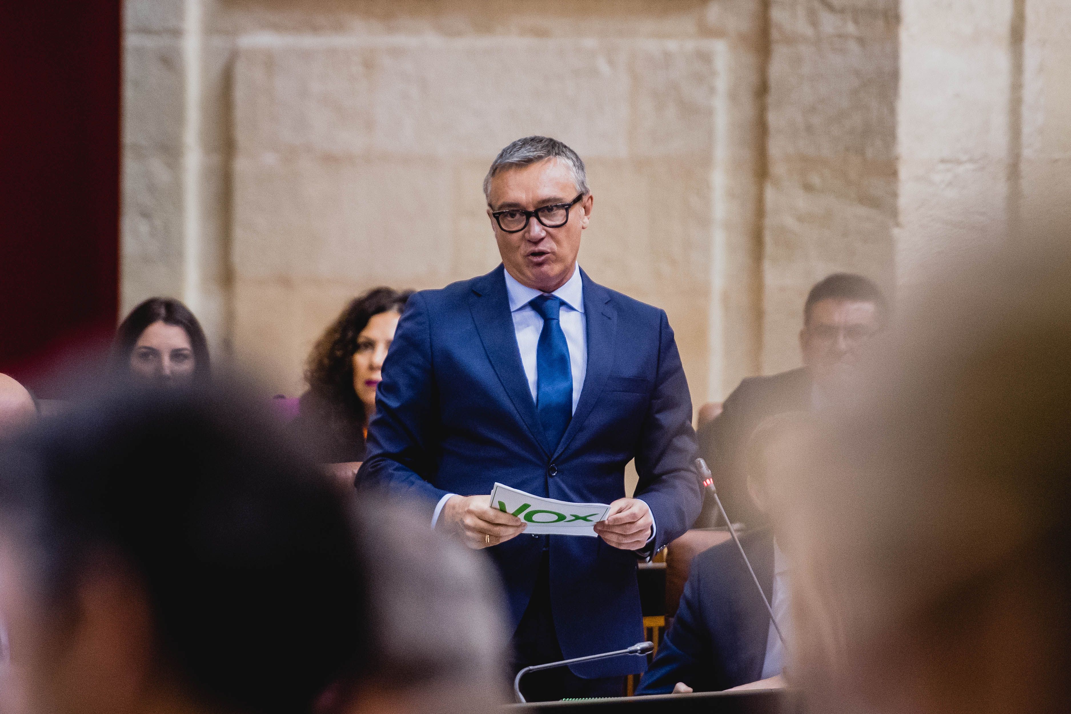 Manuel Gavira, líder de Vox en el Parlamento de Andalucía, en una intervención en el pasado.