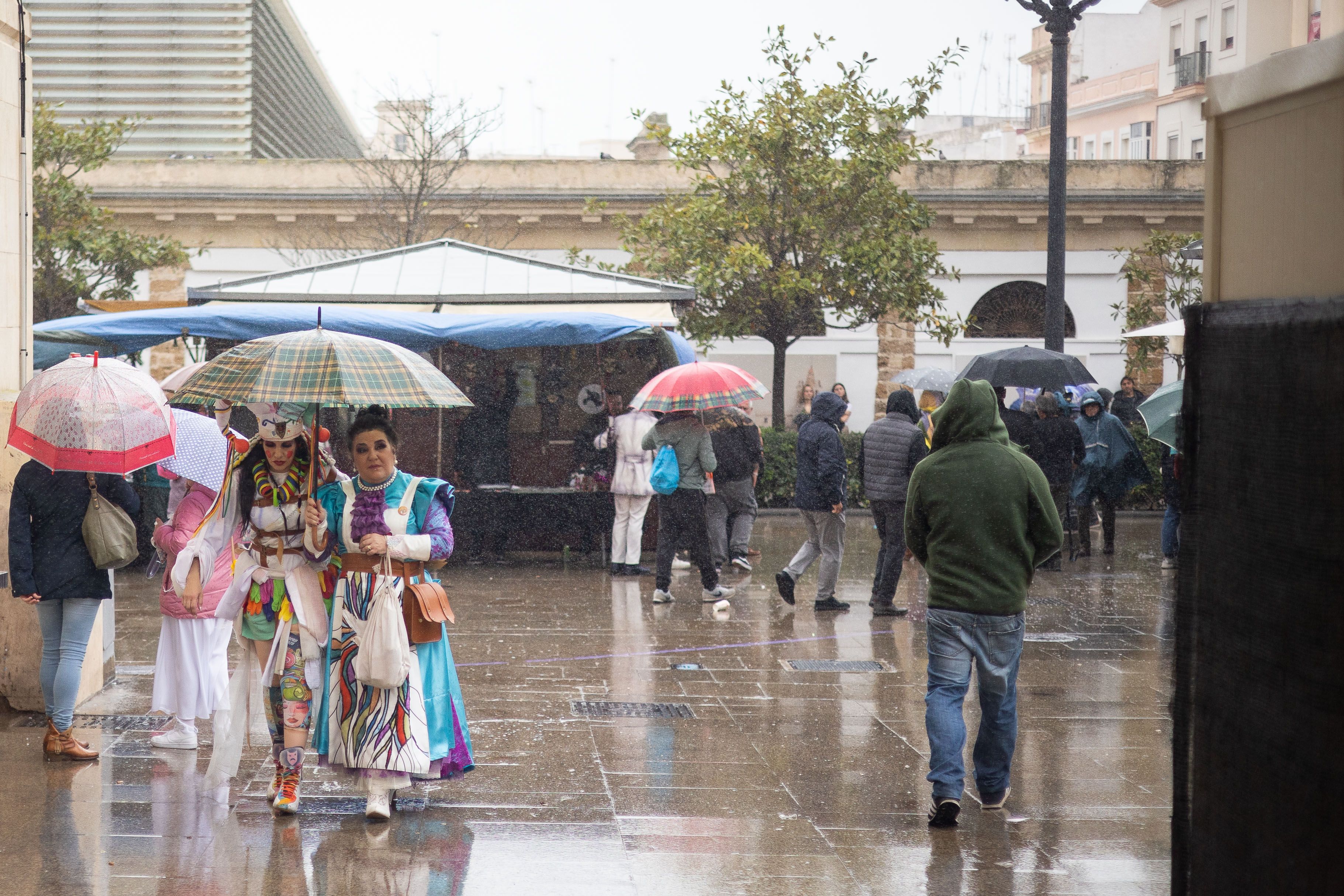 El lunes de carnaval en Cádiz, marcado por la lluvia, en imágenes.