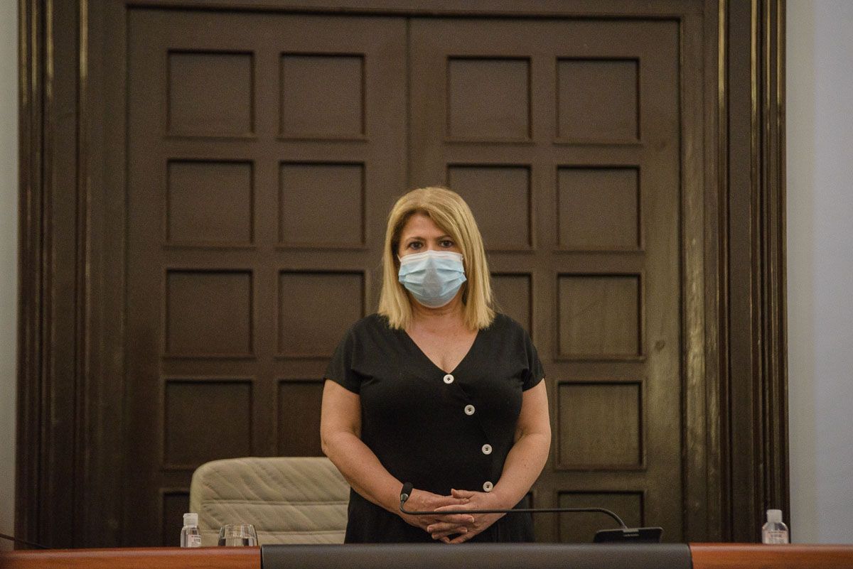 La alcaldesa, en un pleno reciente. FOTO: MANU GARCÍA