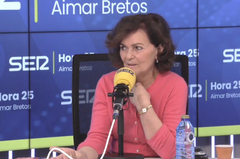 Carmen Calvo, en la noche de este pasado lunes en una entrevista en la 'SER'.