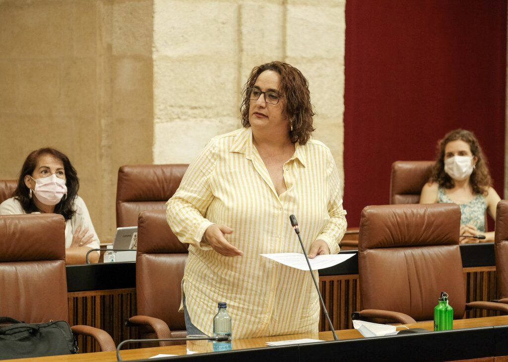 Ángela Aguilera, en sesión de control en el Parlamento de Andalucía, en una imagen reciente. FOTO: PARLAMENTO