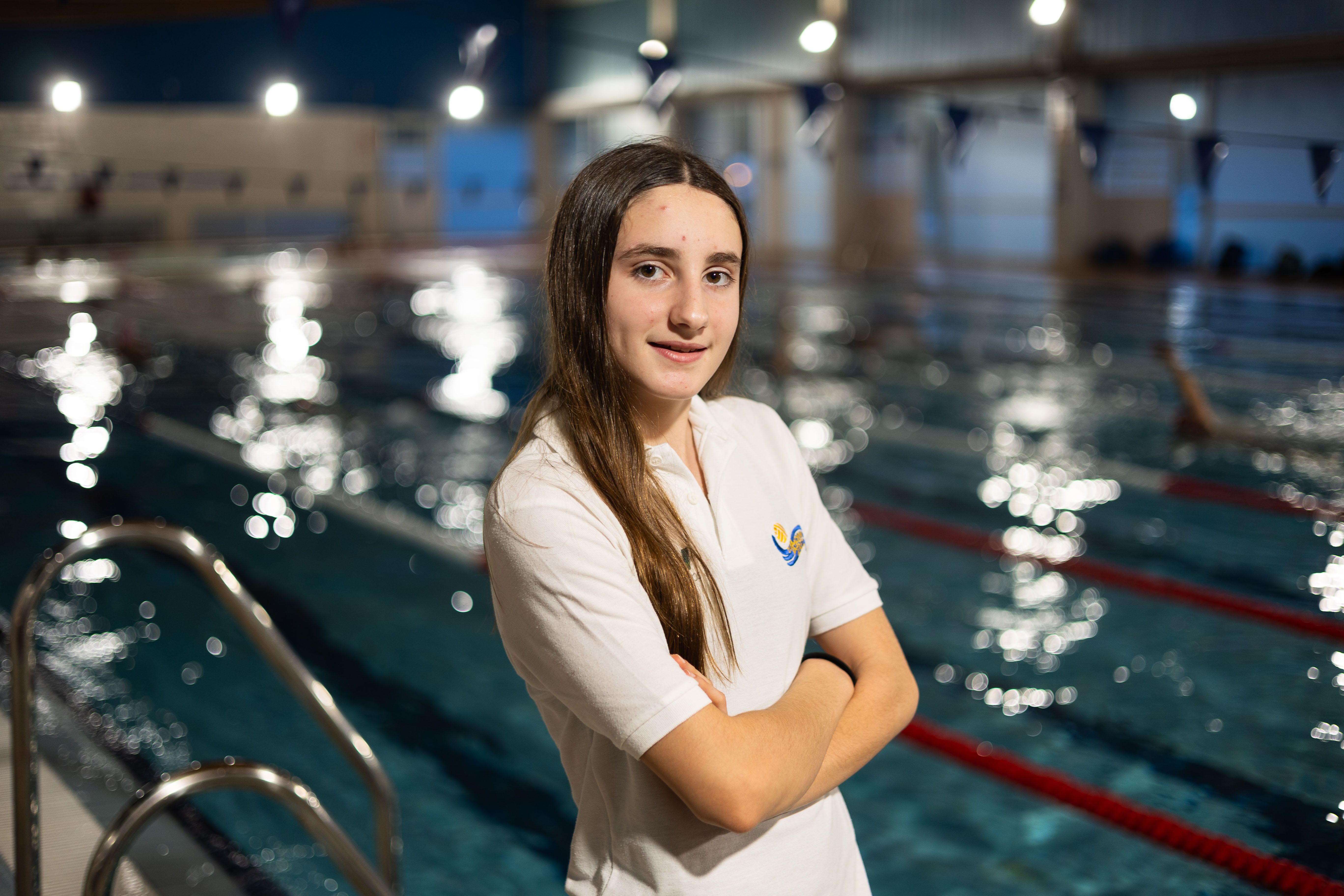 Virginia Ruz, en la piscina cubierta 'Manuel Mestre', despues de la entrevista.