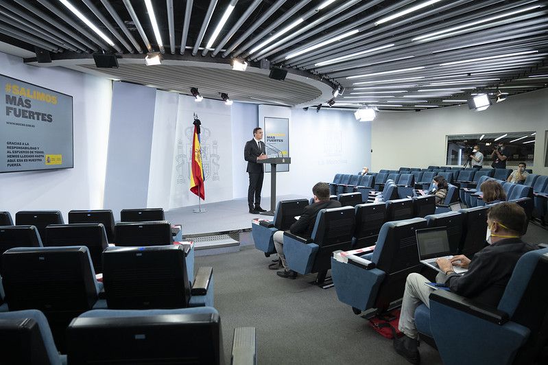 El presidente Pedro Sánchez en una rueda de prensa.