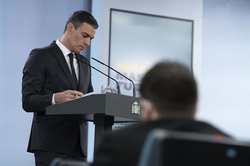 El presidente del Gobierno, Pedro Sánchez, en rueda de prensa.