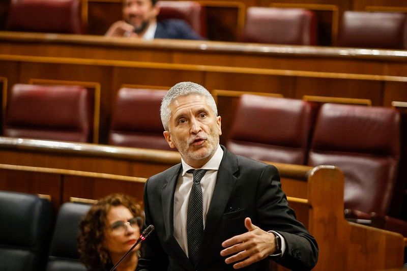 El ministro del Interior en el Gobierno de España, Fernando Grande Marlaska, en el Congreso.
