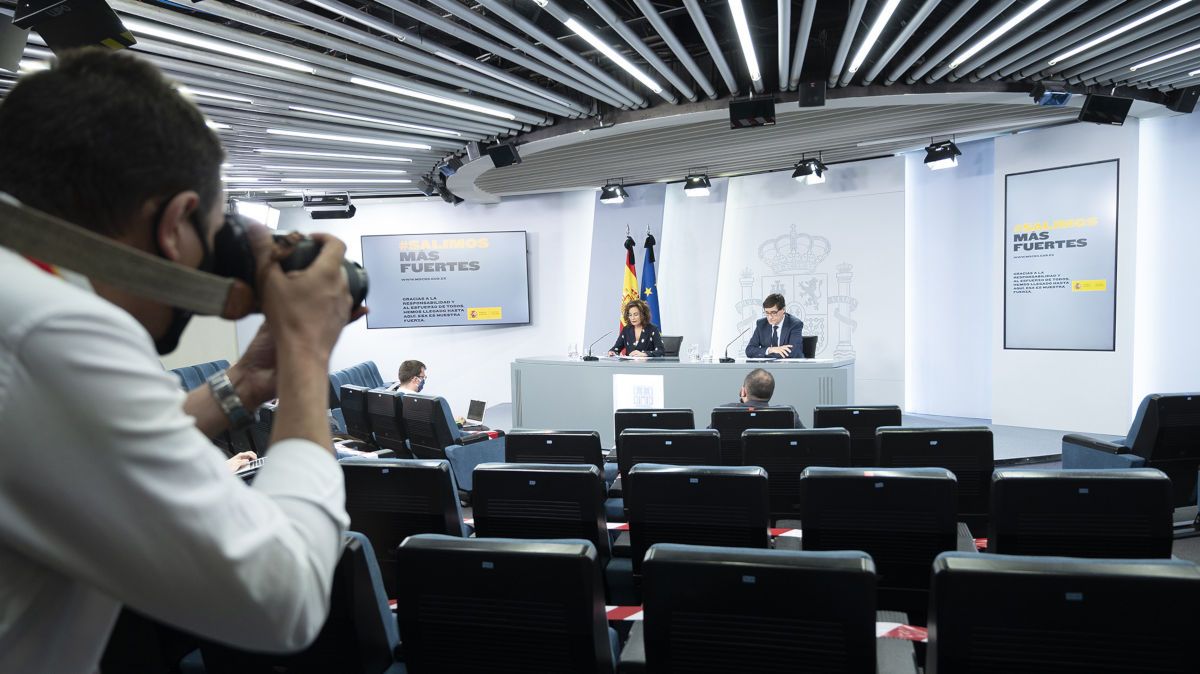 Una rueda de prensa esta semana de la ministra de Hacienda, María Jesús Montero. FOTO: MONCLOA